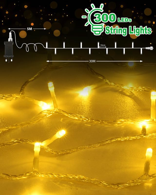 Isisyu Fairy Lights Plug in, 99Ft/30M 300 LED Waterproof String Lights Mains Powered - Image 4