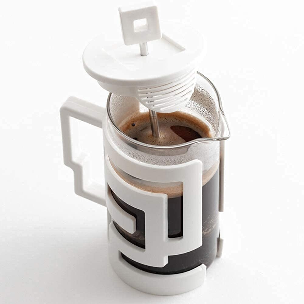 Cafetera □ Jarra de Vidrio y Filtro de Malla de Acero Inoxidable □ Espresso de Vidrio Resistente al Calor y Fabricante de té 350 ml (Color : White)