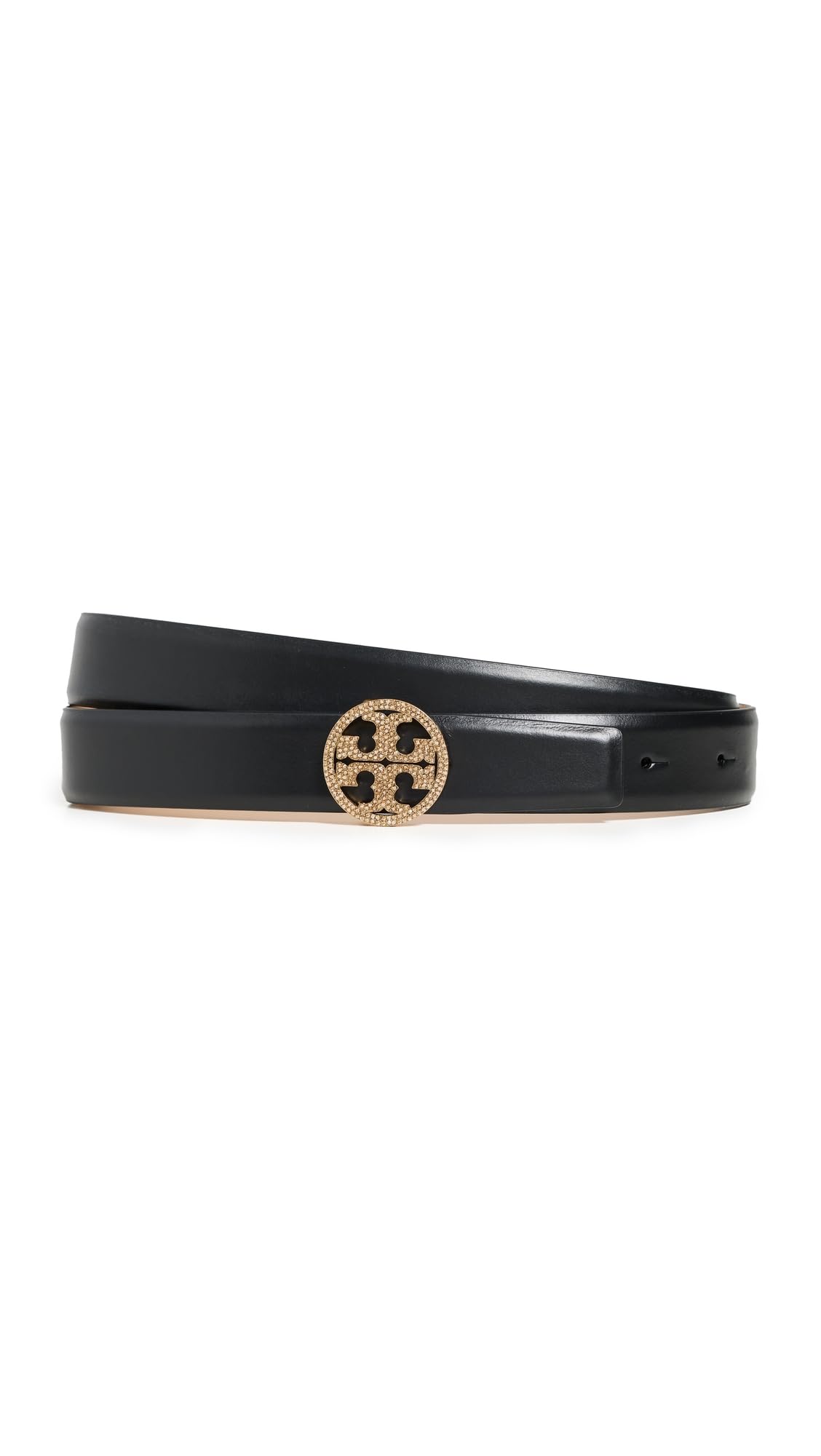 Tory Burch Womens Miller Smooth Leather Pave Logo Belt 1