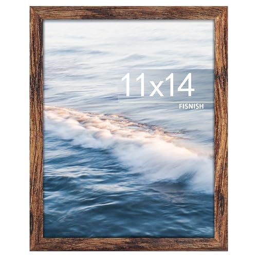 Fisnish 11x14 Picture Frame for Tabletop Display Horizontal or Vertical Wall Mounting Brown