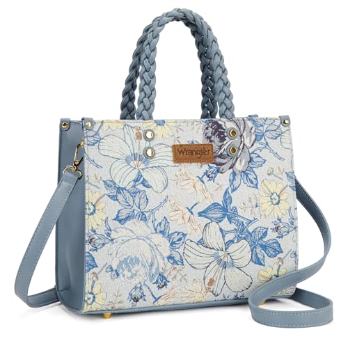 Image of Montana West Wrangler Tote Bag for Women, Floral Print Braided Tote Purse,Western Tote Handbag with Adjustable Shoulder Strap