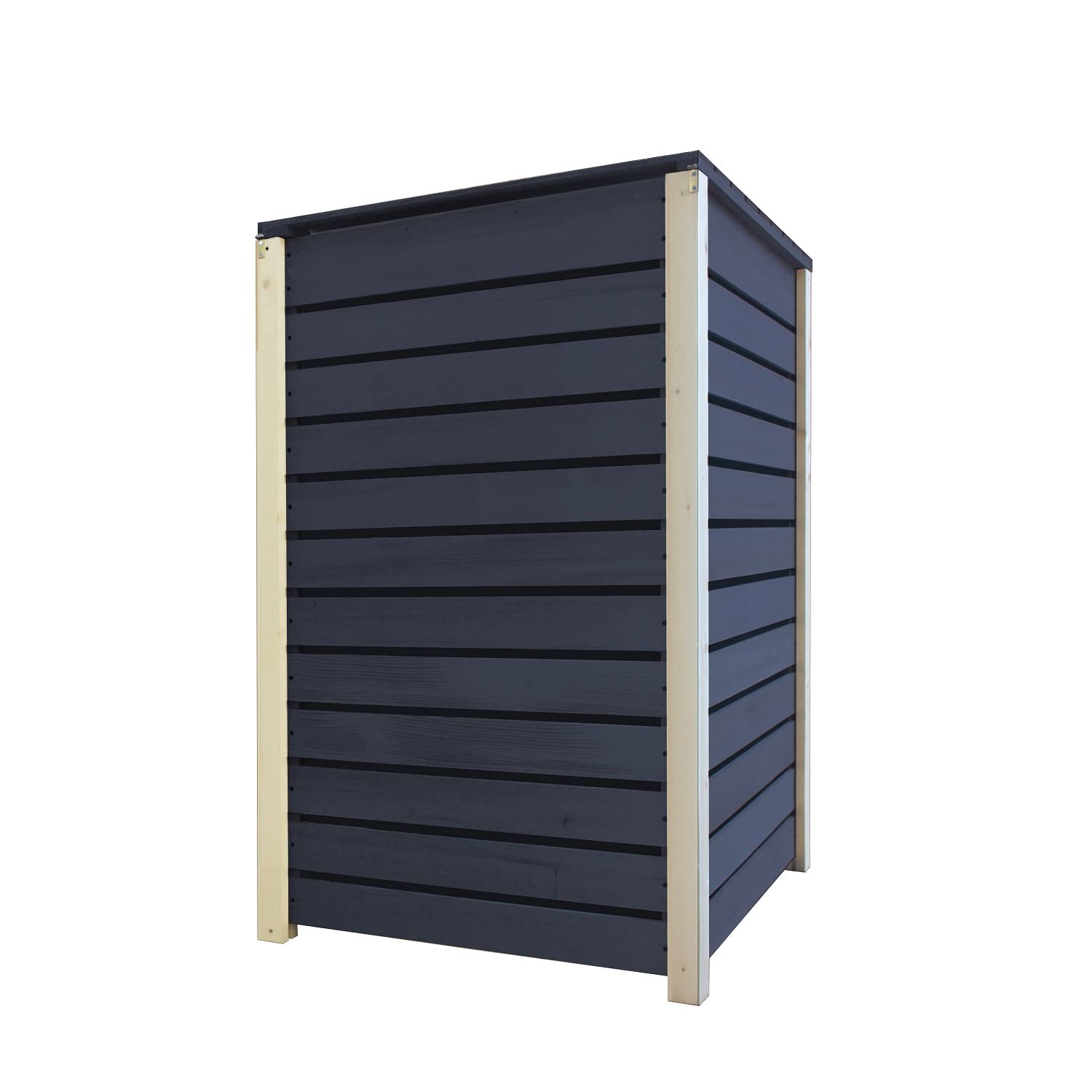 Vuilniscontainerbox, afvalcontainerombouw, hout, 120 l, voor 2 kleine containers, antraciet, incl. achterwand, voorgeïmpregneerd, afvalcontainerkast, Hamburg