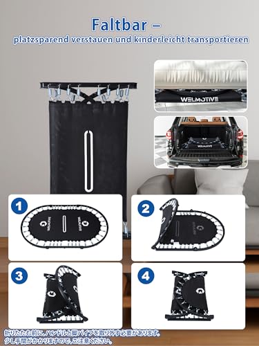 Welmotive Ovales Indoor Trampolin für 2 Personen geräuscharm belastbar bis 150kg Ideal für Kinder & Erwachsene Fitness Muskelaufbau Gewichtskontrolle Sicher mit 40 Federn Geschenkidee Dunkelblau