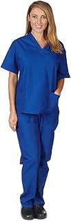 Natural Uniforms Unisex Scrub Set-Top and Pant Set (Dark Royal Blue, Small)