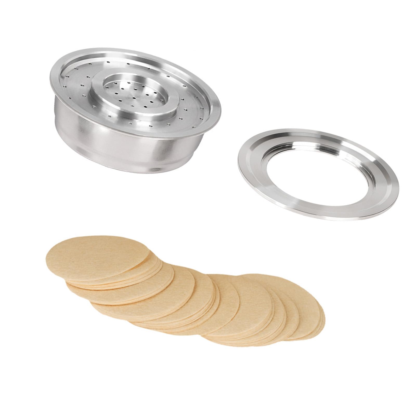 Innovadora bandeja de café con soporte convertidor de cápsulas de café recargables con textura de acero inoxidable