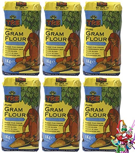 6er Pack - TRS [ 6x 1kg ] Reines Kichererbsen Mehl ohne Zusätze | PURE GRAM FLOUR + ein kleiner Glücksanhänger gratis