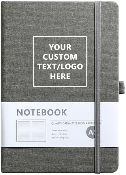 Cuaderno personalizado, puede grabar logotipo, textoimagen, cuaderno A5 personalizable, diario diario para escritura, 192 páginas rayadas de 8.3 x