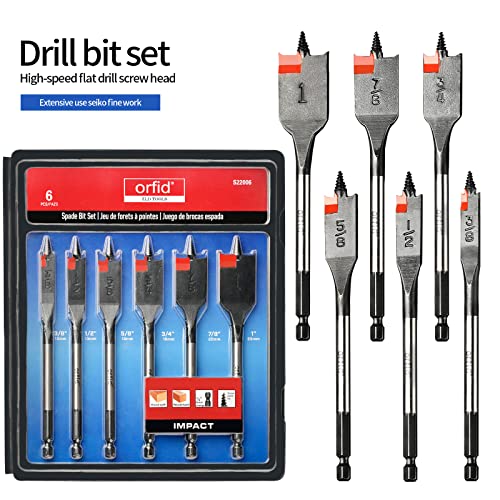 Soikoi SPADE DRILL BIT 6PC 6 Pc Standard Spade Bit Drill Bit Set,Threaded Spade Bit With Quick Change Shank thumb #1