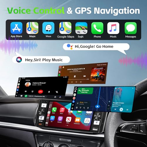 Image of Single Din Radio Car Stereo with Wireless Apple Carplay & Android Auto, 5.7 inch IPS Touchscreen Car Stereo with Bluetooth 1080P Backup Camera Mirror Link Navigation Type-C Fast Chaging USB FM /AM EQ Mic