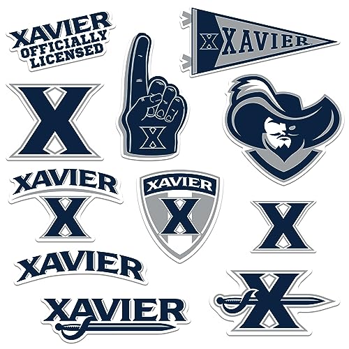 Image of Xavier University 10ct Vinyl Large Deluxe Stickers Variety Pack - Laptop, Water Bottle, Scrapbooking, Tablet, Skateboard, Indoor /Outdoor - Set of 10