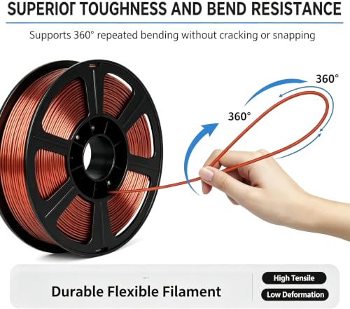 Image of Silk PLA Filament 1.75mm Copper 1KG | Dimensional Accuracy + /- 0.02mm, 1kg Spool(2.2lbs) Fits for Most FDM 3D Printers