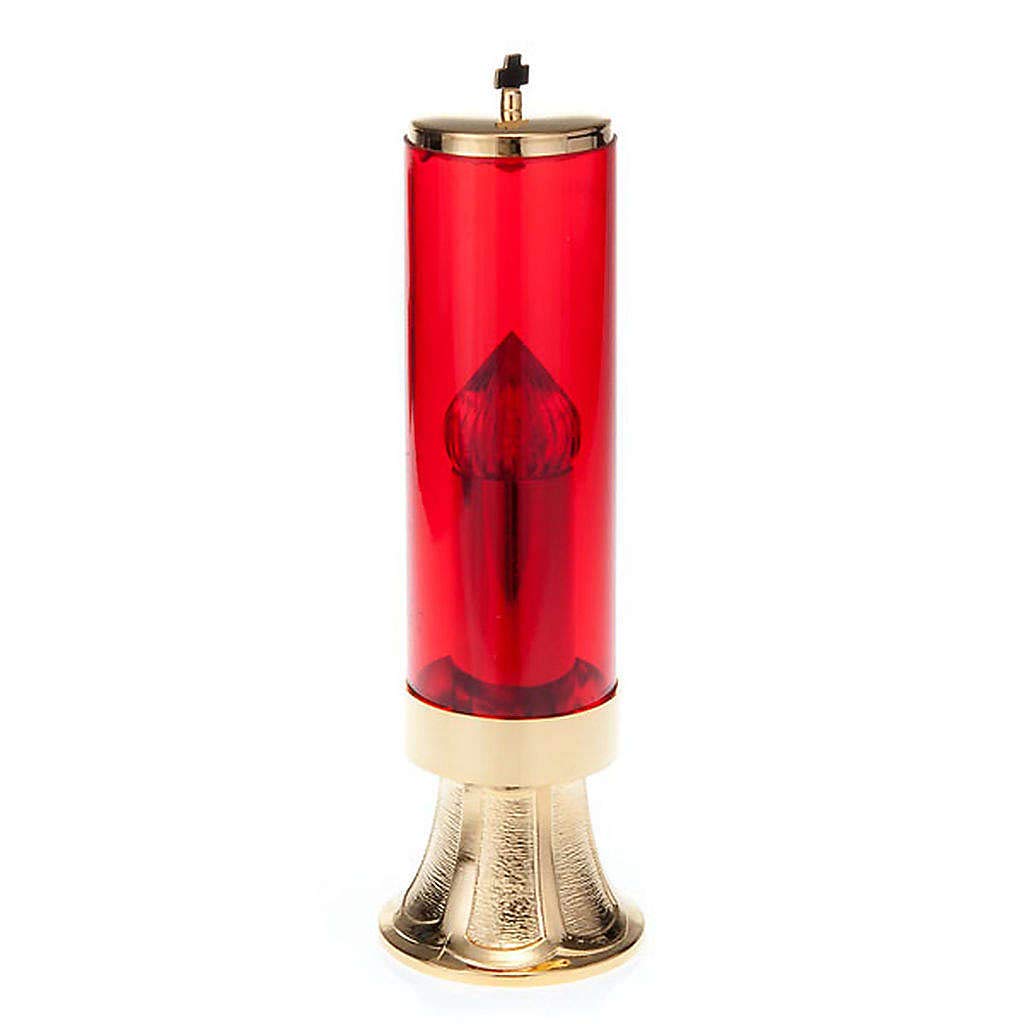 Holyart Blessed Sacrament Candle in Golden Brass, with Battery