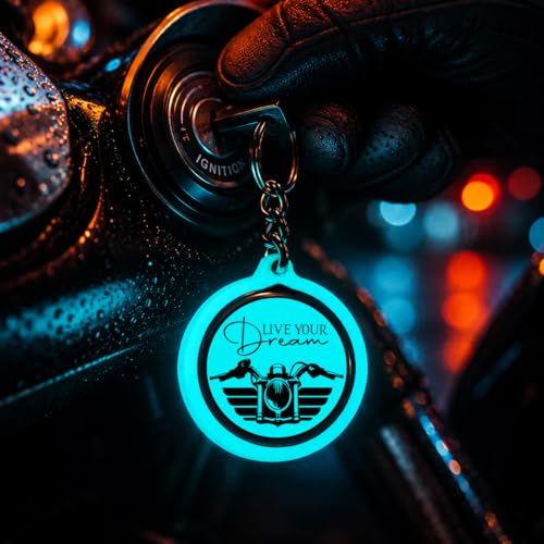 Image of Mi Glow Store Glow in Dark Keychain for Bike Men | Gift for Man | Bike Accessories | Charges in Light Glows in Dark | Key chain for Bike