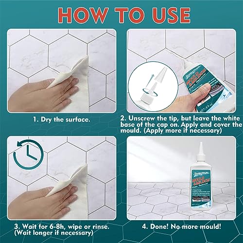 Sugemur Mould Remover, Household Mould Remover Gel, Large Capacity Mildew Removal, Mould and Mildew Cleaner for Bathroom Toilet Washing Machine Seal Kitchen Sink Grout Tile Stain (1) - Image 6