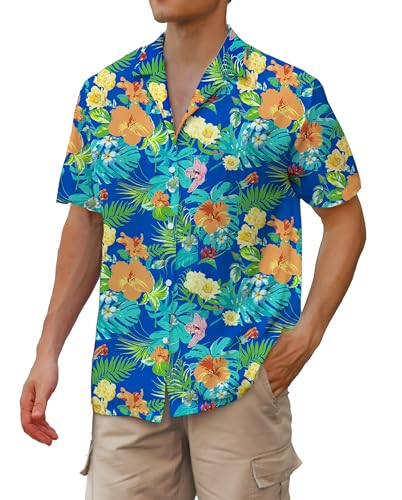 Image of Cromoncent Matching Hawaiian Outfits for Family, Dad and Son Matching Luau Beach Tropical Shirts Mommy Daughter Tropical Sets