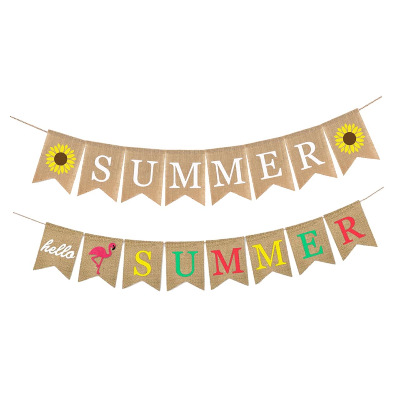 Abaodam 6 Piezas Decoración Hola Banderines De Verano Empavesado En Forma De Cola De Golondrina Pancarta De Arpillera De Verano Hola Verano Tirar De La Hawai Girasol