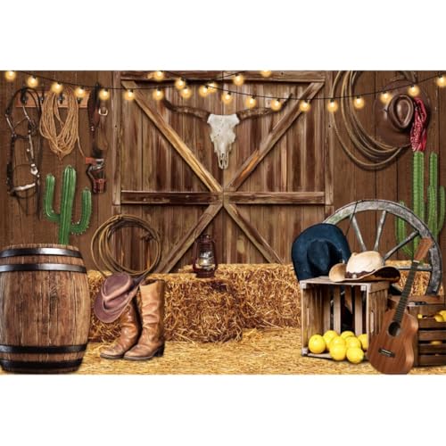 Xiaoterna 2,2x1,5m Occidental Vaquero Telón de Fondo Salvaje Oeste Fondo Fotografico Granero Pajar Fondo de Tabla de Madera Vintage Decoración para Fiestas de cumpleaños Adultos Foto Retrato Atrezzo