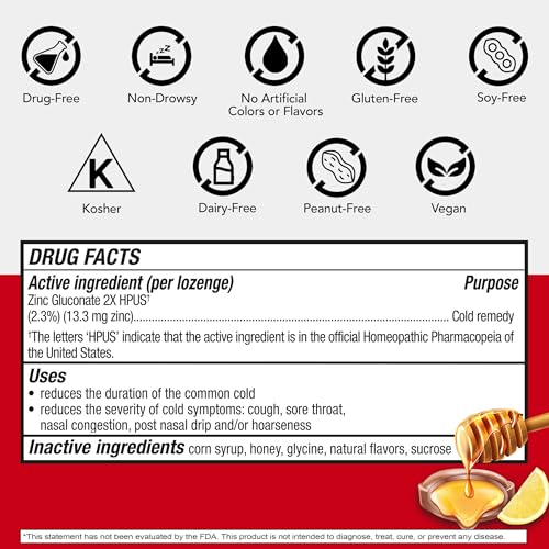 Image of Cold-Eeze Soft-Center Honey Lemon Zinc Lozenges, 25 Count, 2 Pack | Reduces duration of the common cold by 42% or up to 3 days, relieves sore throat, cough, nasal congestion, and postnasal drip