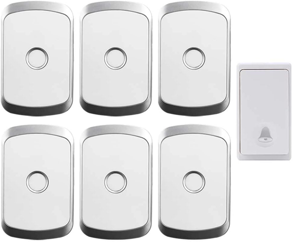 Wireless Doorbell Waterproof, 36 Volume Melody/Smart Flashing Reminder Wall Plug-in Cordless Doorbell, 1 Transmitter 5 Receivers, 200M Transmission Distance (Gold)