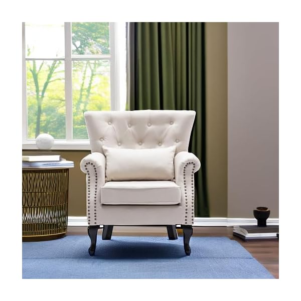  chairus-Mid-Century-Modern-Accent-Chair-Comfy-Tufted-Single-Sofa-Chair-Wingback-Armchair-with-Pillow-for-Club-Living-Room-Bedroom-Linen-Beige