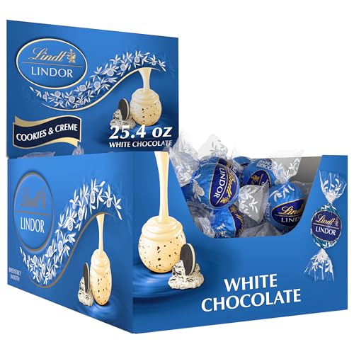 Lindt LINDOR Cookies & Creme White Chocolate Candy Truffles, 25.4 oz, 60 Ct - image 1