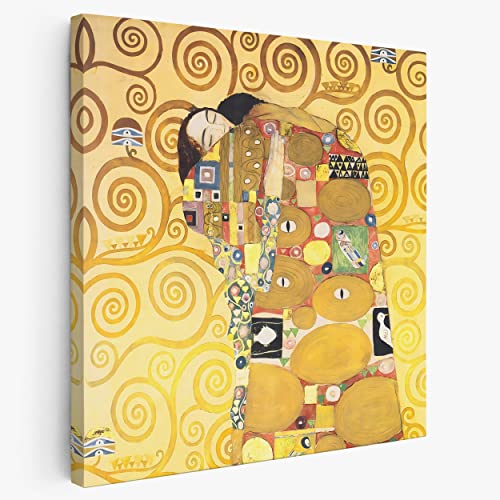 BKstuff - Quadro - Stampa su tela canvas - Gustav Klimt Donne da appendere Arredamento (50x50cm, Abbraccio, Gustav Klimt)