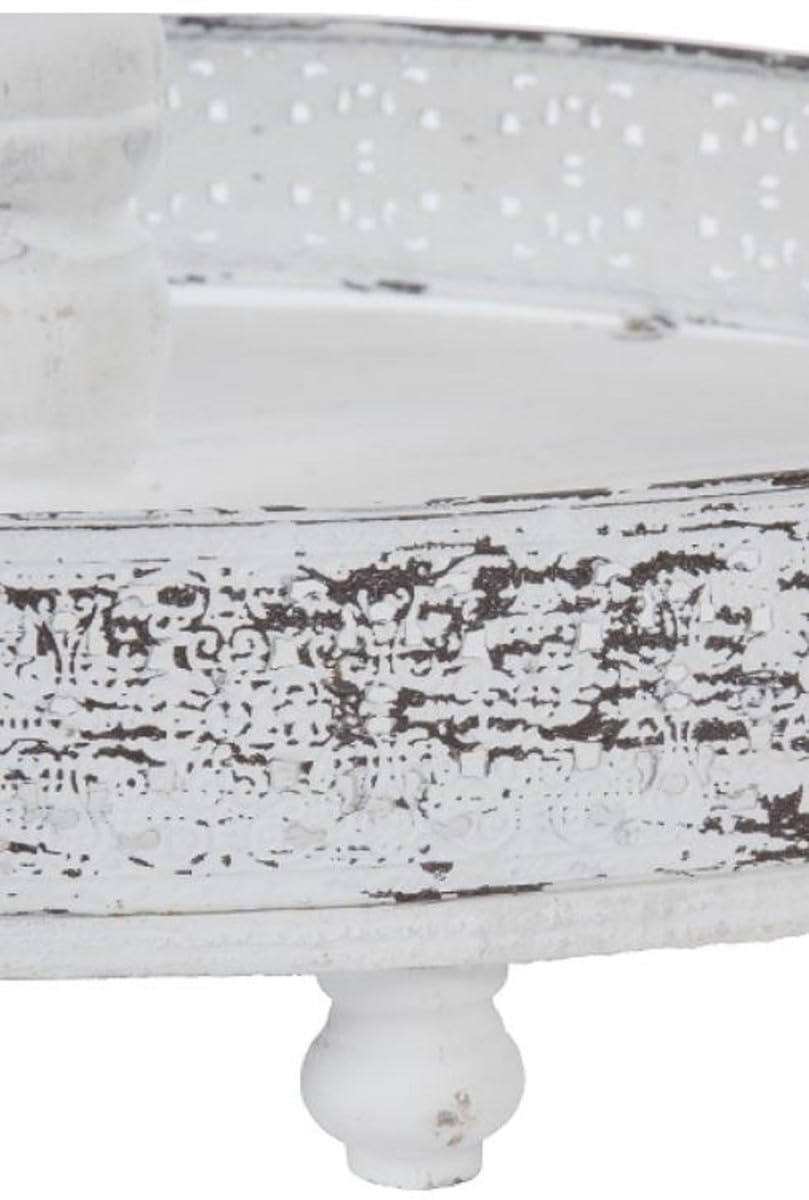 Casa Padrino Etagere Stile Country 3 stadi Shabby Chic Bianco Antico Ø 40 x H. 66 cm - Accessori Gastronomia