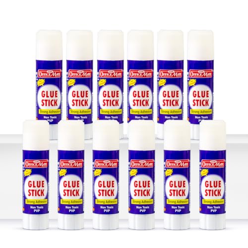 Image of Soni Officemate Glue Stick 8 gm | Pack of 12 | Strong Hold, Quick-Dry PVP Adhesive | Child-Safe & Multi-Purpose | Ideal for DIY, School, Office & Craft Use