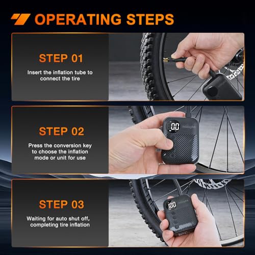 Image of Nilight Mini Bike Pump with Gauge Fast Inflate Tiny Bicycle Air Pump Portable Air Inflator 150PSI with Presta and Schrader Valve for Road Mountain Bike E-Bike Motorcycle Ball