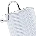 NearMoon Rain Shower Head with S Shape Shower Arm, Large Square Stainless Steel Rainfall Shower- Waterfall Full Body Coverage (12 Inch, Chrome)