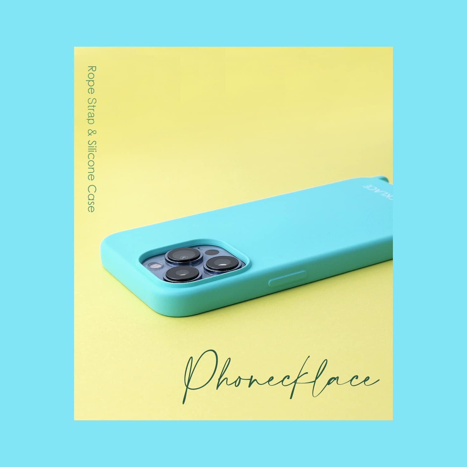 PN23262i13MT Silicone Case for iPhone 13, with Rope Neck Strap, Crossbody Design, Neck Strap, Smartphone, Mint