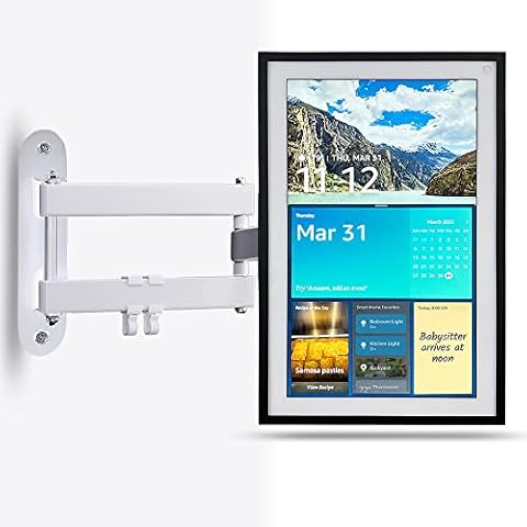 Mount for Echo Show 15 | Adjustable Wall Mounting Bracket for Amazon Echo Show 15, Swivel and Tilt, Easy Installation | White Cover