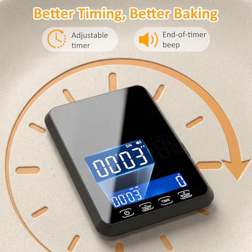 Letron Food Scale, 33 lb / 0.1 oz High Precision Kitchen Scale for Sourdough Bread, Built-in 7 Units, Timing & Tare Function, Rechargeable Digital Kitchen Scale for Food, Baking, Cooking - Image 5