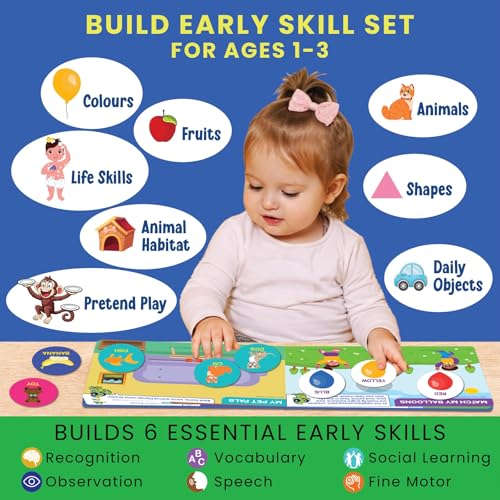 Image of SparkLPlay Flash Card & Busy Book Learning Activities for Kids Ages 1-3 | Gift for Boys & Girls | Learn - Colors, Animals, Shapes, Habitats, Daily Routine, & Life Skills