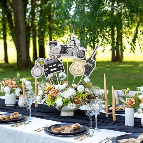 Image of Police Party Centerpiece Sticks,Boy Kid Birthday Table Toppers,Police Birthday Party Decorations Policeman Retirement Centerpieces for Table Police Officer Baby Shower Supplies.Set of 15