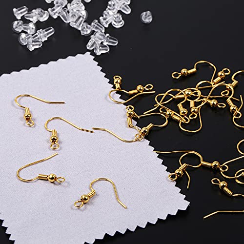 ALEXCRAFT Crochet Boucles d'oreilles 925 Argent Crochet de Boucle d'oreille Doré Kit Boucle d'oreille a Fabriquer pour Bijoux Crochet pour Faire des Boucles d'oreilles Bijoux Fabrication 60 Bouchons