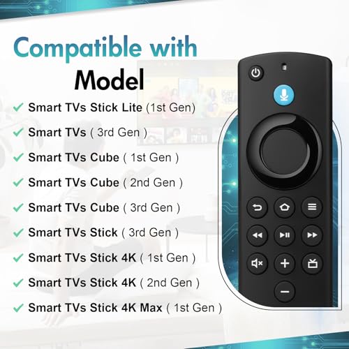 Image of Replacement FireStick Remote for All Fire Smart TVs, TV Stick 4K (1st /2nd Gen /Max /Plus /Select), TV Stick (2nd /3rd Gen /Lite /HD),TV Cube (2nd /3rd Gen), Fire Insignia /TCL /Pioneer Series TVs