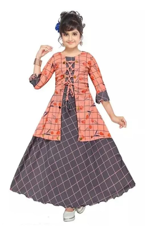 Image of Girls Ethnic Cotton Kurta and Straight Pant Set with Silky Dupatta