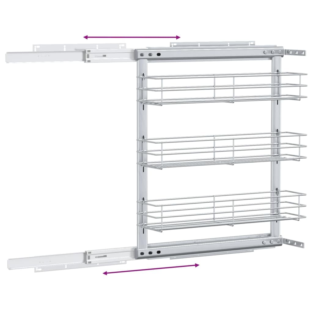 Generisch 3-stufiger Küchen-Drahtkorb Ausziehbar Silbern 47x15,5x55,5 cm,Heim Garten,Küche Esszimmer,Küchenhelfer -utensilien,Küchenorganizer,Küchenutensilienhalter -ablagen-50968