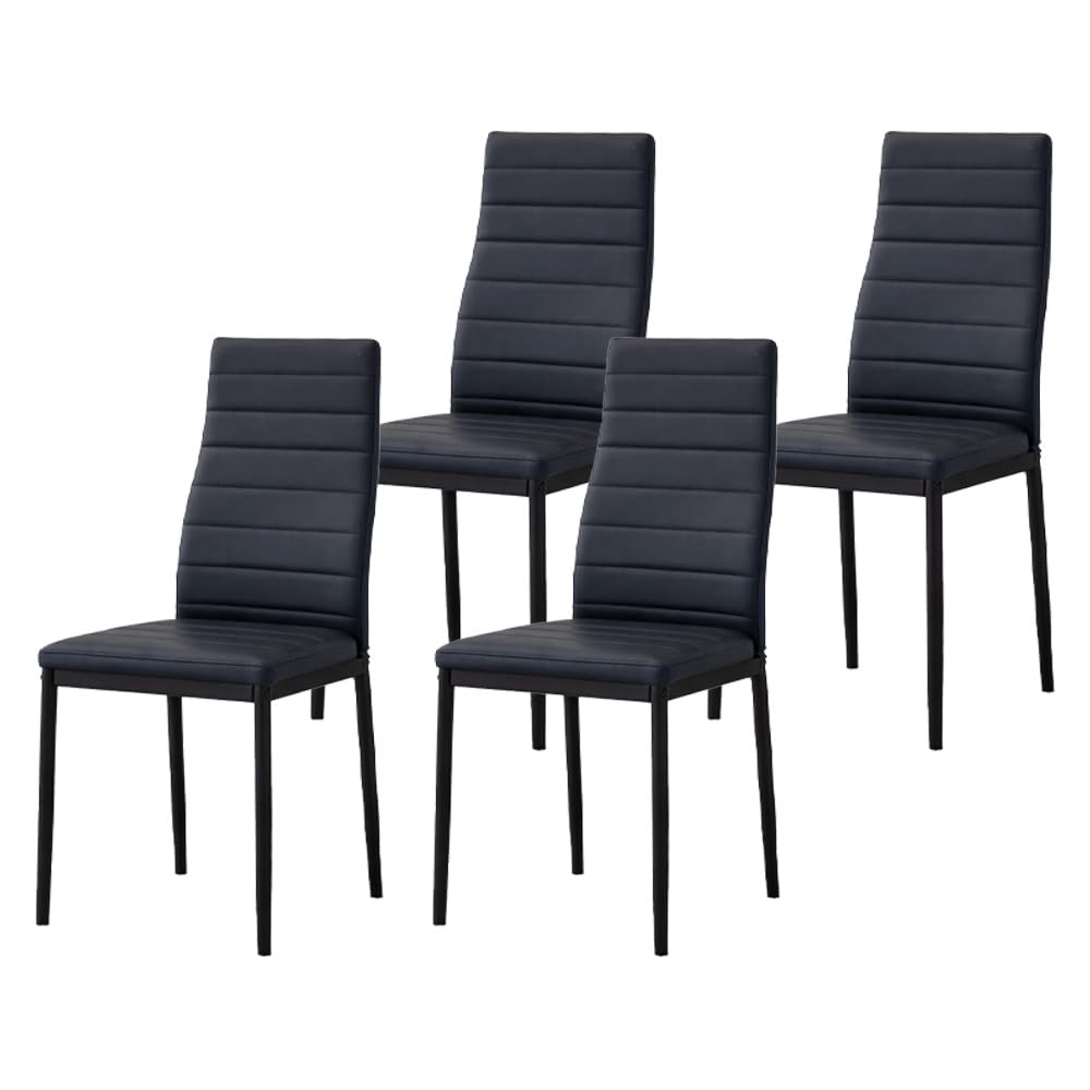 Set 4 Sedie in Finta Pelle - Imbottite, Design Moderno, Elegante, Soggiorno, da Cucina, Ufficio, Seduta Ergonomica, Schienale Alto, Struttura in Metallo - 53x46x97h cm