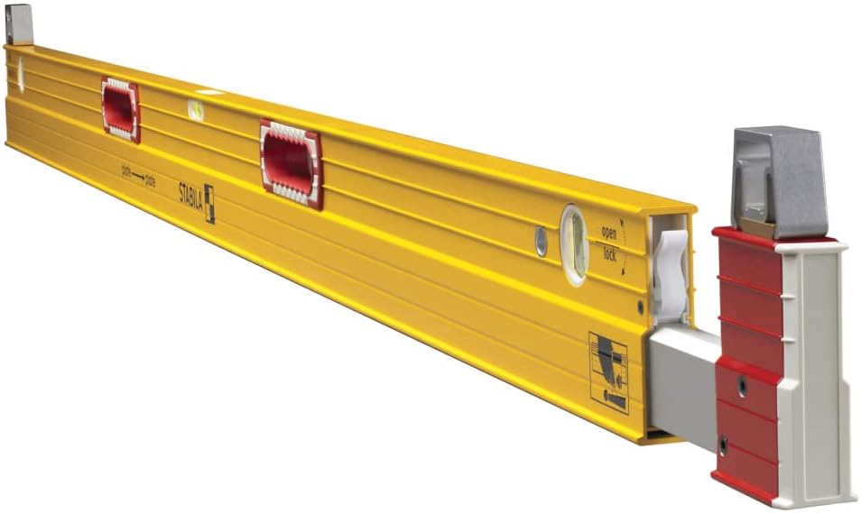 Stabila 35610 Type 106T Extendable Plate Level 6-10 Feet with Removable Standoffs & 37448 48-Inch builders level, High Strength Frame, Accuracy Certified Professional Level, Yellow