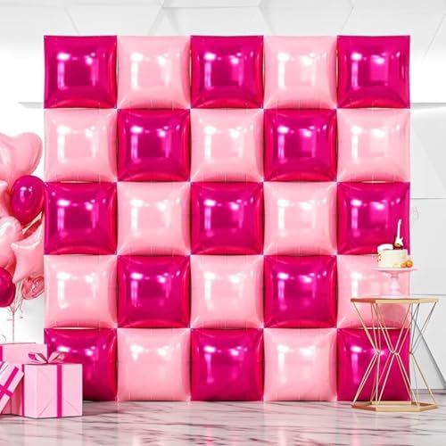La Mejor Recopilación de Decorados para fiestas del mes. 48 Elegante Globos Cuadrados Metálicos, 25 Piezas, Rosa y Morado, Decoración para Fiestas, Adecuado Para Fiestas de Cumpleaños y Banquetes, etc. (Rosa)