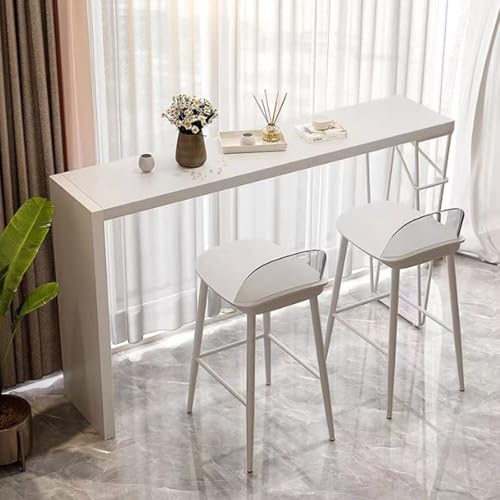 Table de bar rectangulaire bois massif blanc 100cm intérieur table basse mange-debout