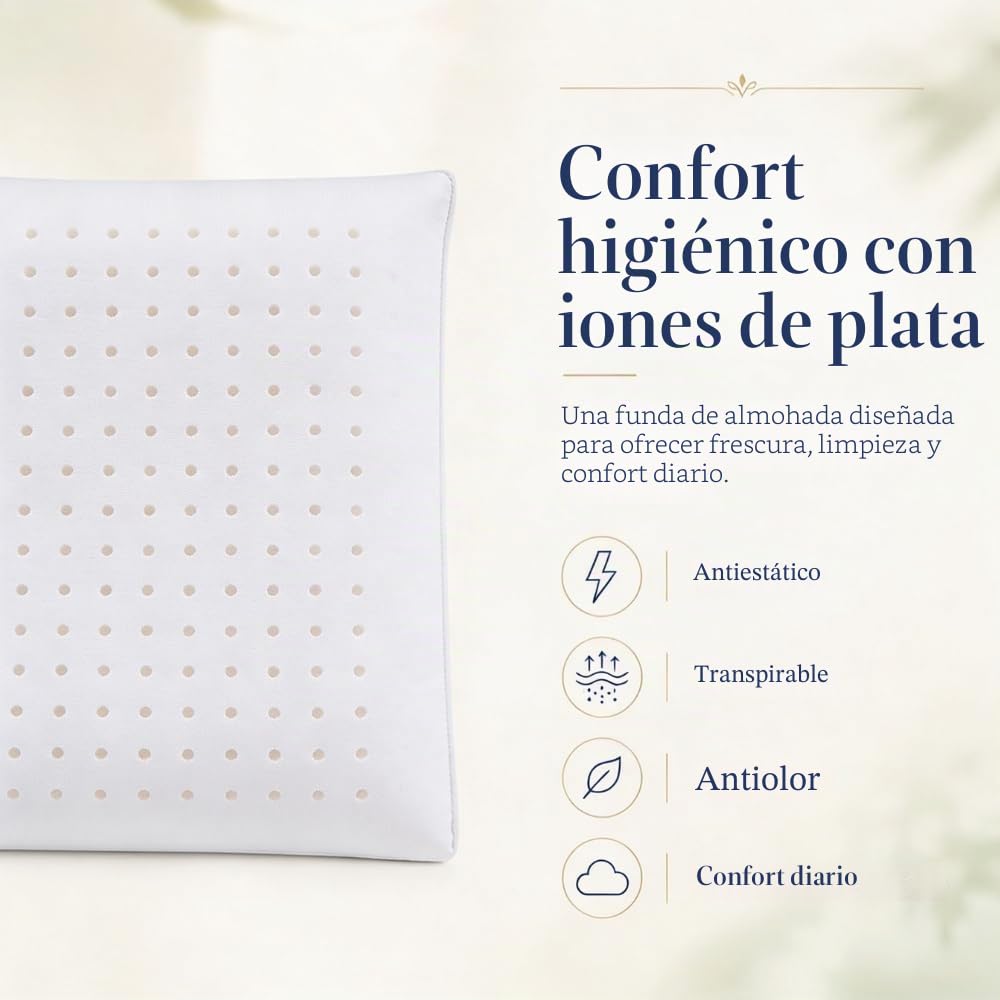 DREAM HAVEN Almohada Cervical baja (8 cm) de espuma viscoelástica, hipoalergénica, antiácaros