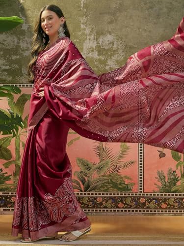 Image of SIRIL Women's Cotton Printed Saree With Unstitched Blouse Piece