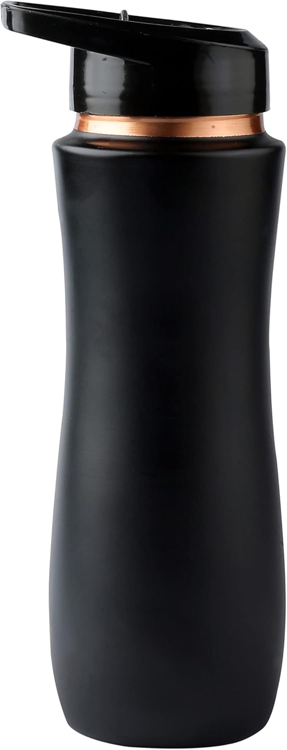 Perilla Home 100% Pure Copper Bottle For Drinking - With Sipper & Lid 25.37 Oz - Ayurvedic Water Bottle Multipurpose Bottle for Gym, Travelling, Outdoors, Indoors Leak Proof (Black) - Image 8