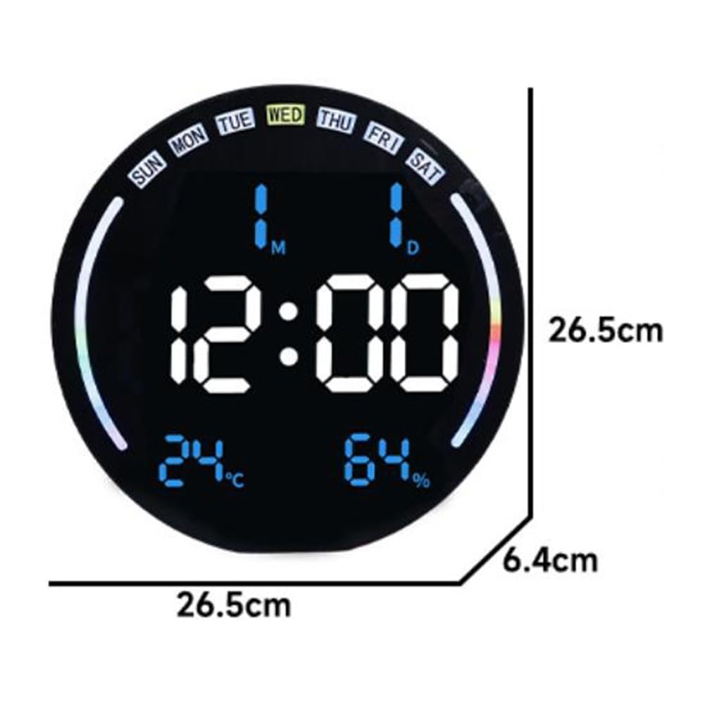 Grande orologio da parete a LED con visualizzazione della data del giorno, conto alla rovescia, doppio allarme, per oscuramento automatico camera da letto ufficio