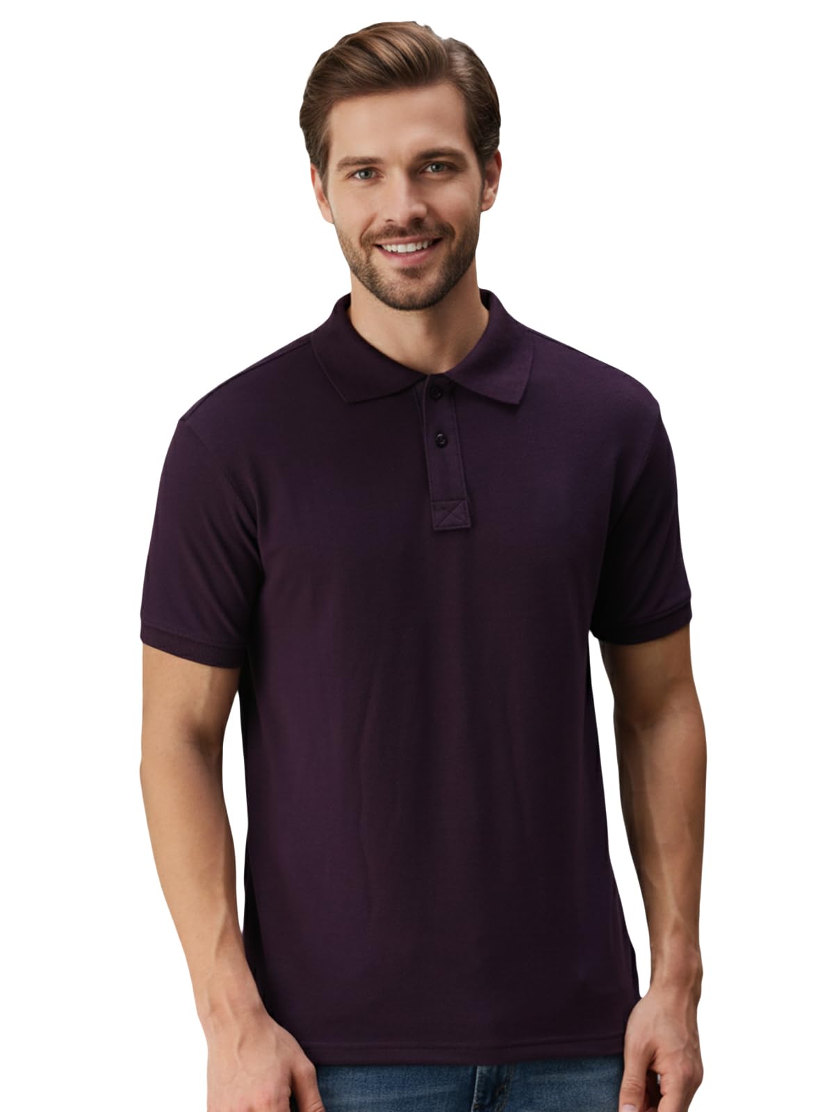 lux cozi Men's Cotton Solid Polo Tshirt_LUXCOZI_POLO1_PPL_XL_1PC-picture-30