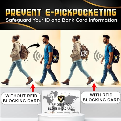 Image of SaiTech IT 5 Pack RFID Blocking Card, Slim Protector for Entire Wallet, Purse, and Debit Credit Cards from NFC Contactless Theft for Men & Women - World Map White