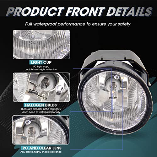 RAPOOSANS Driving Fog Lights Lamps Assembly for 2000-2001 Nissan Maxima 2000-2003 Sentra 2001-2004 Frontier 2002-2004 Xterra Fog Light Replacement with H3 12V 55W Bulbs Switch and Wiring Kit by RAPOOSANS - Image 4